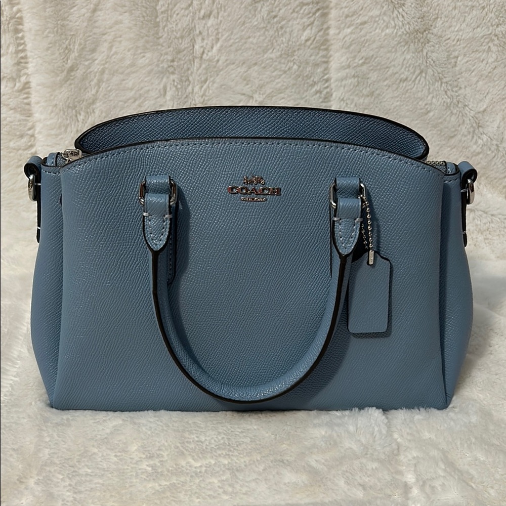 Coach Blue Leather Mini Sage Chain Carryall Satchel Handbag (K1823-F28977)